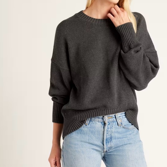 Quince Sweater Womens S Gray Boxy Oversized Preppy Academia Slightly cropped - Picture 12 of 12
